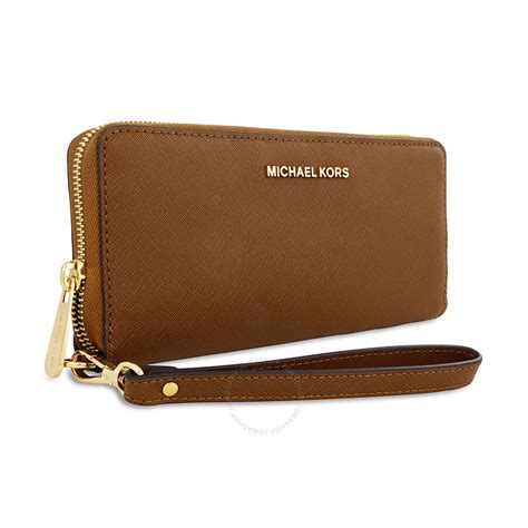 michael kors jet set zip around continental leather wallet luggage|Michael Kors leather continental wristlet.